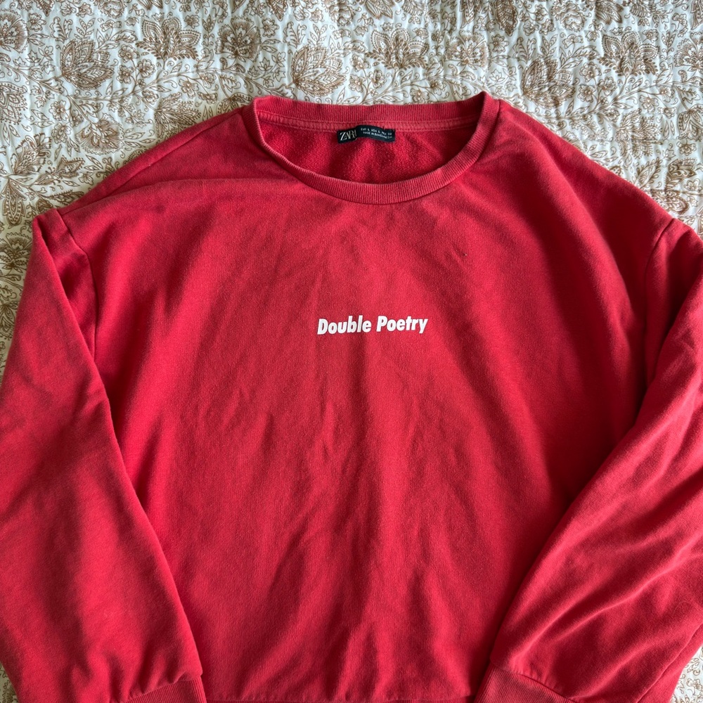 Zara Red Double Poetry Sweatshirt